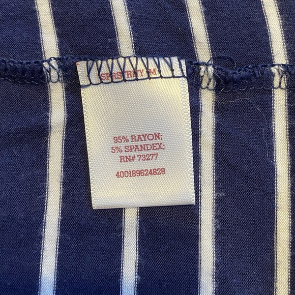 Sonoma Women's Relaxed T-Shirt Medium Blue White Striped Lightweight - Picture 8 of 9